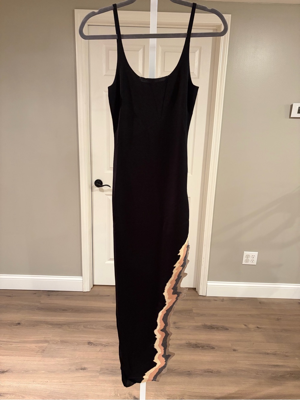 Innovare Denim Borja Asymmetric Split Maxi Dress, Black
